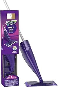 Swiffer WetJet Mop Starter Kit (1 Spray Mop, 5 Mopping Pads, 1 Floor Cleaner Liquid Solution), Purple