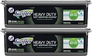 Swiffer Sweeper Heavy Duty Fresh Wet Mop Pads, 40/Pack, 20 Count (Pack of 2)