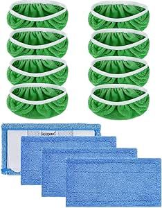 KEEPOW Reusable Wet Pads Compatible with Swiffer Sweeper Mop, Dry Sweeping Cloths, Washable Microfiber Wet Mopping Cloth Refills for Surface/Hardwood Floor Cleaning, 8 Pack (Mop is Not Included)
