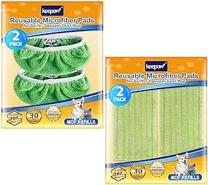 KEEPOW Reusable Dry Sweeping Cloths Compatible with Swiffer Sweeper Mop, Washable Microfiber Mop Wet Pads Refills for Hard-Surface/Hardwood Floor Cleaning
