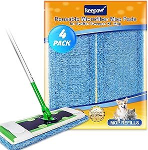KEEPOW XL Wet Pads for Swiffer XL, XL Dry Sweeping Cloths for Swiffer X-Large Mop, Reusable Microfiber Mopping Refills Pads for Surface/Hardwood Floor Cleaning
