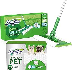 Swiffer Sweeper Starter Kit and Heavy Duty Refill Cleaning Bundle