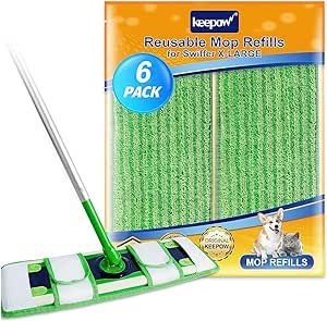 6 Pack Wet Pads Refill for Swiffer, XL Dry Sweeping Cloths, Reusable Mop Pads for Swiffer