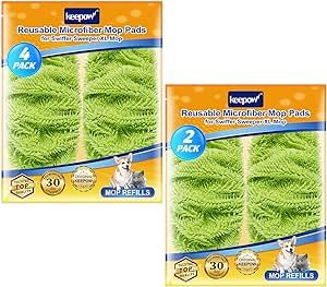 KEEPOW Reusable XL Mop Pads Compatible for Swiffer XL Sweeper, X-Large Dry Sweeping Cloths, Wet Mopping Cloths, Washable Microfiber XL Wet Pads Refills for Surface/Hardwood Floor Cleaning, 6 Pack